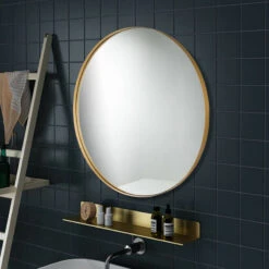 Gymax 27.5 Modern Metal Wall-Mounted Round Mirror For Bathroom Entryway Gold -Warm Bathroom a32170ba0fdc6cd7 7648 w800 h800 b0 p0