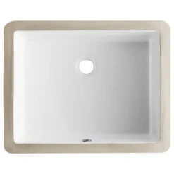 White Ceramic Rectangular Lavatory Undermount Bathroom Sink With Overflow