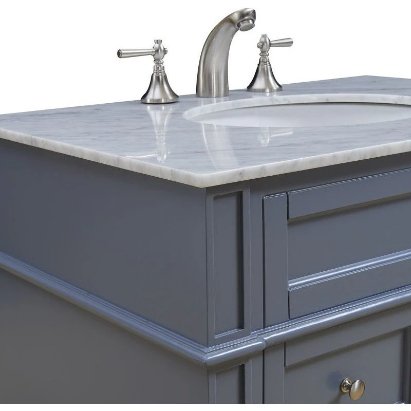 Park Avenue 32" Single Bathroom Vanity In Gray With Marble Top 4 Park Avenue 32" Single Bathroom Vanity In Gray With Marble Top - Image 4