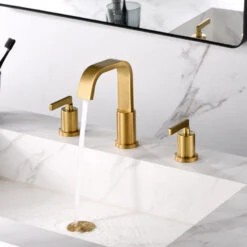 Luxier WSP04-T 2-Handle Widespread Bathroom Faucet With Drain, Brushed Gold -Warm Bathroom a531a0e30166095a 4890 w800 h800 b0 p0