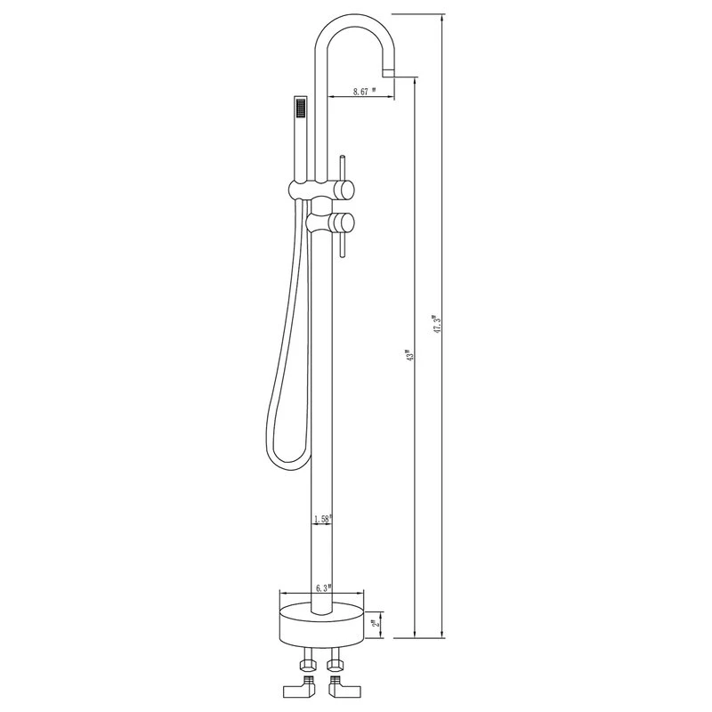 Freestanding Double Handle Clawfoot Tub Faucet, Gold 2 Freestanding Double Handle Clawfoot Tub Faucet, Gold - Image 2