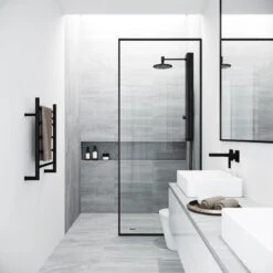 VIGO 33"x73" Fixed Frame Shower Screen, Matte Black -Warm Bathroom a5f105e90f5b4570 8515 w800 h800 b0 p0