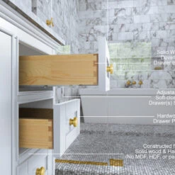 Audrey Vanity Set, White, 48", Gold Hardware, No Mirror 24 Audrey Vanity Set, White, 48", Gold Hardware, No Mirror -Warm Bathroom a631c23603ef6c08 3886 w800 h800 b0 p0