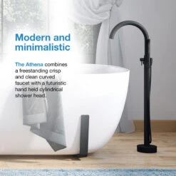 Athena Freestanding Tub Faucet With Handheld, Matte Black -Warm Bathroom a641e6cf036d5544 9912 w800 h800 b0 p0