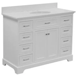 Warm Bathroom 40 Aria 48" Bathroom Vanity, White, Quartz