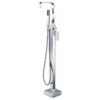 HelixBath Plitvice Twisted Neck Freestanding Tub Faucet, Chrome With Hand Shower