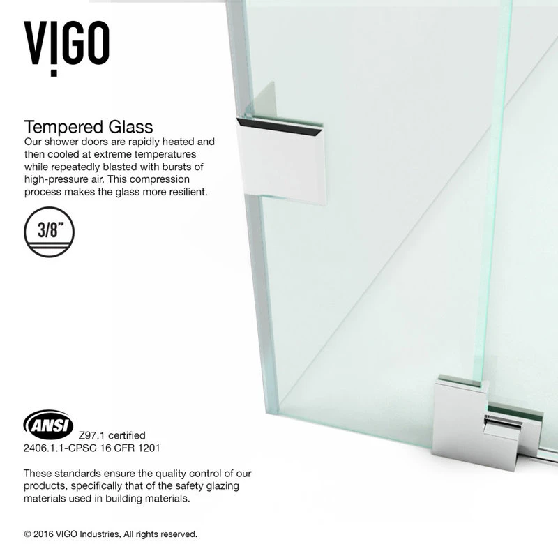 VIGO Pirouette Frameless Shower Door, 42", Chrome 10 VIGO Pirouette Frameless Shower Door, 42", Chrome - Image 10