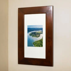 Concealed Picture Frame Medicine Cabinet, Caramel, 14"x24"