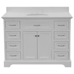 Aria 48" Bathroom Vanity, White, Quartz -Warm Bathroom a9d160ab01c50527 7672 w800 h800 b1 p0