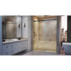 DreamLine Enigma Air 56-60x76 Frameless Sliding Shower Door, Satin Black -Warm Bathroom aa31ef7e038114ca 1207 w800 h800 b0 p0