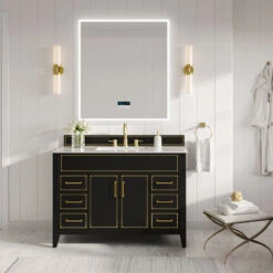 The Monaco Bathroom Vanity, Black Onyx, 48", Single Sink, Freestanding