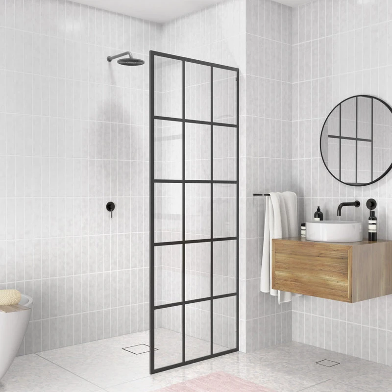 Glass Warehouse 78" X 30" French Monture Noir Single Fixed Panel 4 Glass Warehouse 78" X 30" French Monture Noir Single Fixed Panel - Image 4