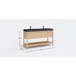 Shoji Bath Vanity, Whitewash Oak, 60", Double Sink, Freestanding -Warm Bathroom ac11587d0296770b 1994 w800 h800 b1 p0