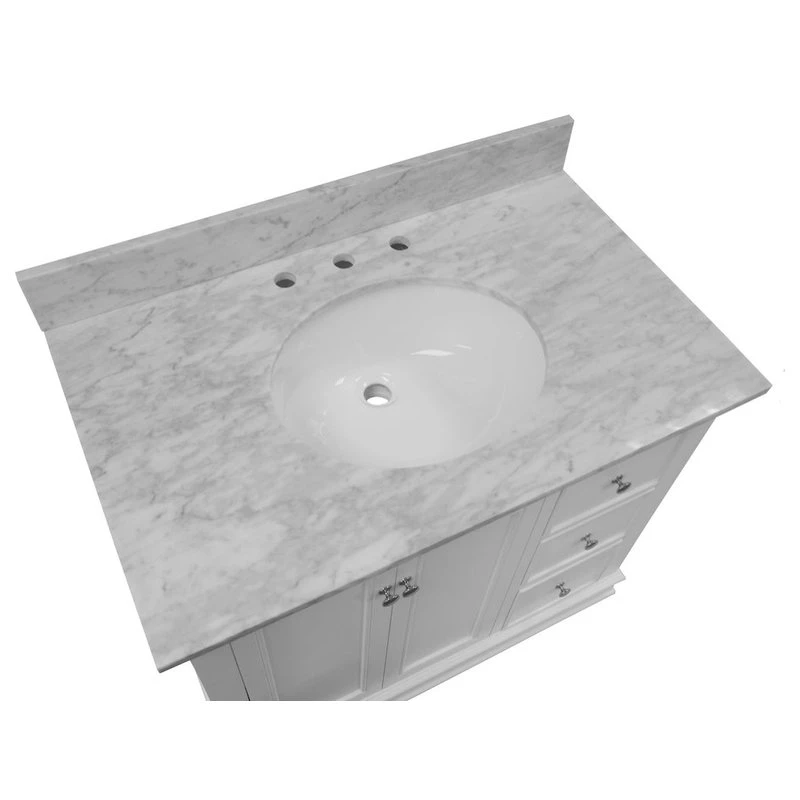 Bella 36" Single Bathroom Vanity In White With Carrara Marble Top 6 Bella 36" Single Bathroom Vanity In White With Carrara Marble Top - Image 6