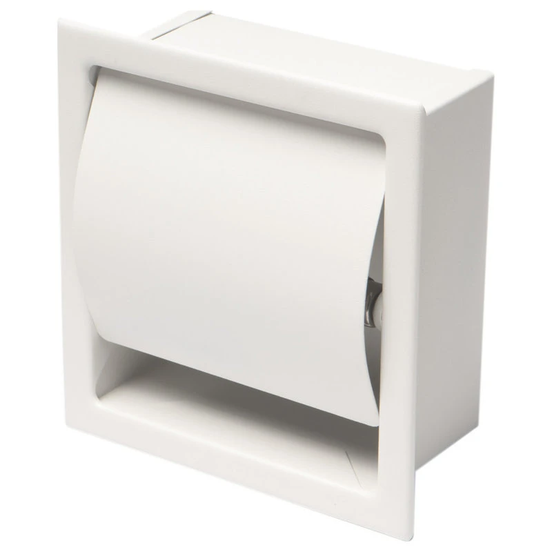 Alfi Brand White Matte Stainless Steel Recessed Toilet Paper Holder With Cover 4 Alfi Brand White Matte Stainless Steel Recessed Toilet Paper Holder With Cover - Image 4