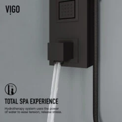 VIGO Bowery Square Spray Head Shower System With Tub Filler, Matte Black -Warm Bathroom ac51e73900250358 9028 w800 h800 b0 p0