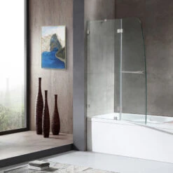 ANZZI Pacific 48"x58" Frameless Tub Door, Brushed Nickel -Warm Bathroom ac61b6620d8a8c78 0556 w800 h800 b0 p0