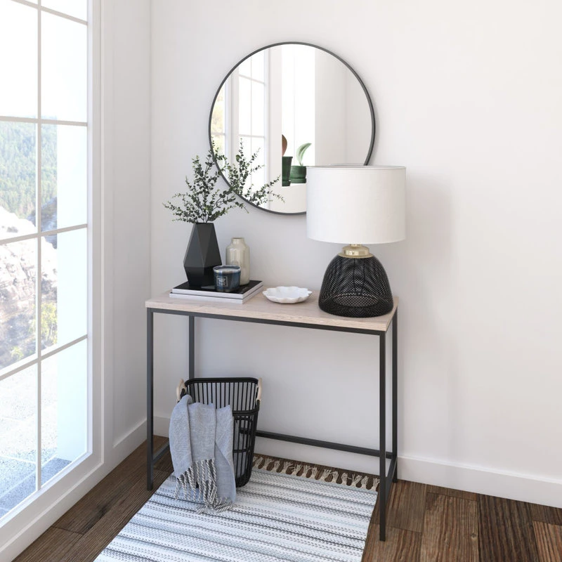 Foremost Reflections 32" Round Wall Mirror, Brushed Black 2 Foremost Reflections 32" Round Wall Mirror, Brushed Black - Image 2