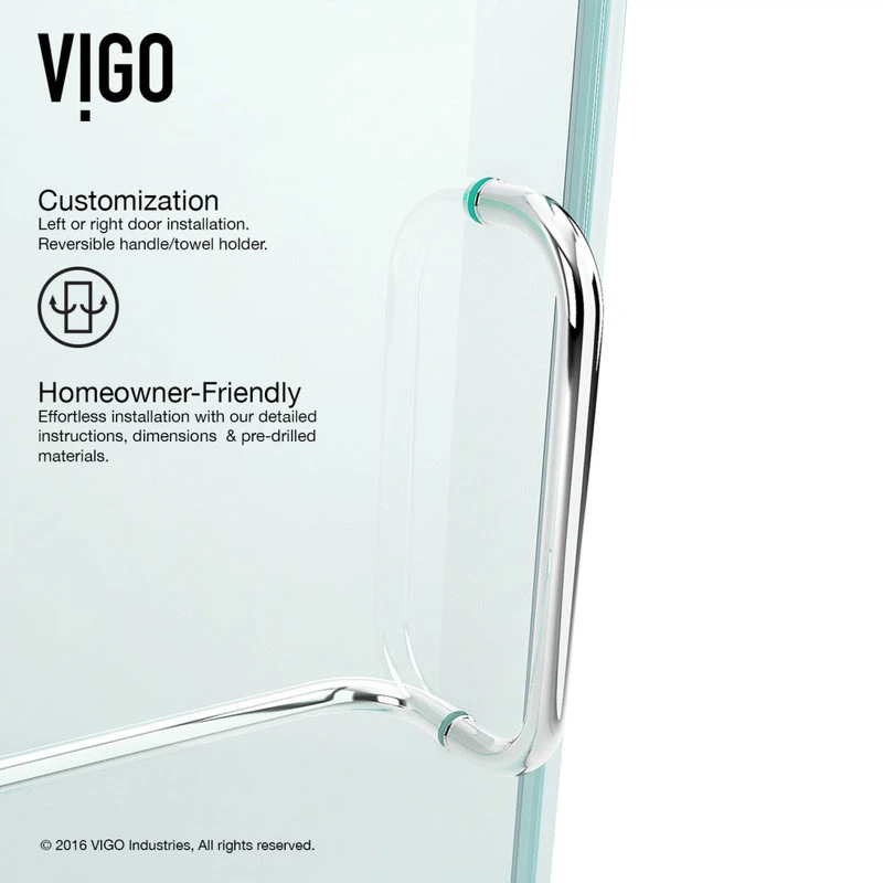 VIGO Pirouette Frameless Shower Door, 42", Chrome 9 VIGO Pirouette Frameless Shower Door, 42", Chrome - Image 9