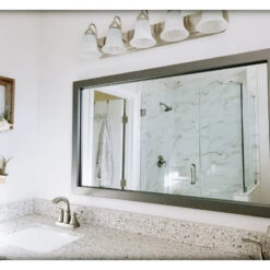 Pendleton Framed Wall Mirror, Satin Nickel, 28" X 48"