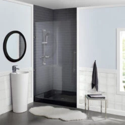 Voltaire 36"x36" Acrylic Black, Single-Threshold, Center Drain, Shower Base