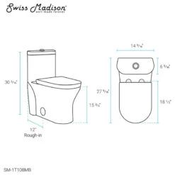 Monaco One Piece Elongated Toilet Dual Flush, Matte Black -Warm Bathroom ad51ad8301798847 9291 w800 h800 b1 p0