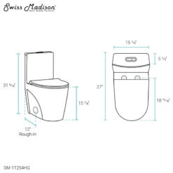 St. Tropez Elongated Toilet, Dual Flush, Glossy White With Gold Hardware -Warm Bathroom ada1401103583a6c 8357 w800 h800 b1 p0