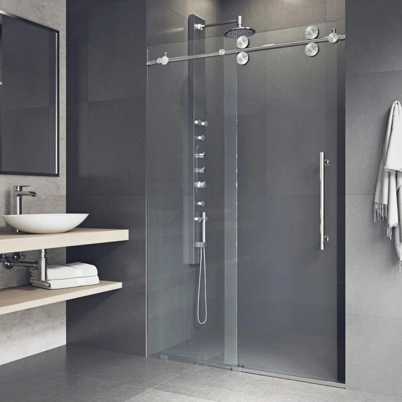 VIGO 64x74 Elan Frameless Sliding Shower Door, Stainless Steel 7 VIGO 64x74 Elan Frameless Sliding Shower Door, Stainless Steel - Image 7