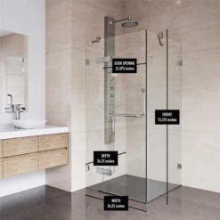 VIGO Monteray 34"x34" Frameless Shower Enclosure Without Base, Brushed Nickel -Warm Bathroom ae61d5cb018117b4 0618 w800 h800 b0 p0