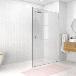 78"x50" Frameless Shower Door Single Fixed Panel, Brushed Nickel