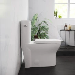 Monaco One Piece Elongated Left Side Flush Handle Toilet 1.28 Gpf -Warm Bathroom aec1b07e0f75fa86 9273 w800 h800 b0 p0