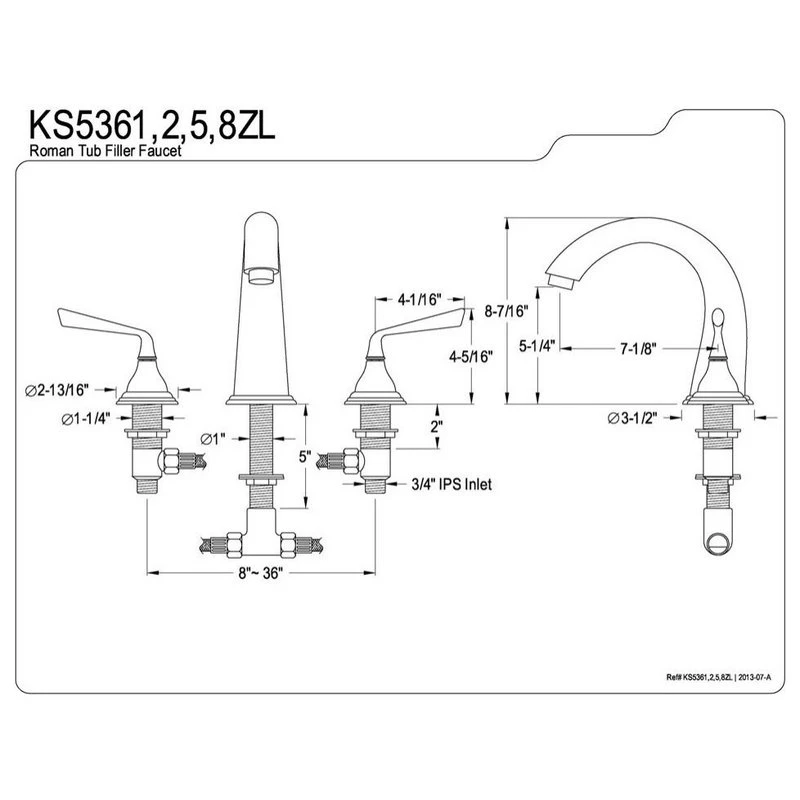 Silver Sage Two Handle Roman Tub Filler 2 Silver Sage Two Handle Roman Tub Filler - Image 2