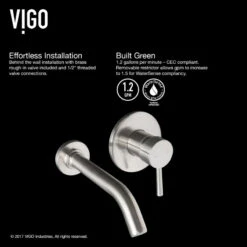 VIGO Olus Single Handle Wall Mount Bathroom Faucet, Brushed Nickel -Warm Bathroom af3194850e96ec2e 8898 w800 h800 b0 p0