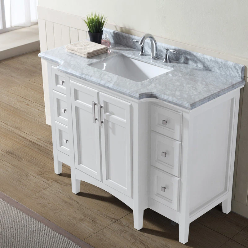 Luz 48" Single Bathroom Vanity In White With Italian Carrara Marble Top 7 Luz 48" Single Bathroom Vanity In White With Italian Carrara Marble Top - Image 7