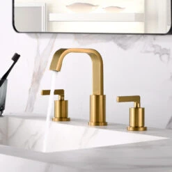 Luxier WSP04-T 2-Handle Widespread Bathroom Faucet With Drain, Brushed Gold -Warm Bathroom b051b12e0166095f 4890 w800 h800 b0 p0