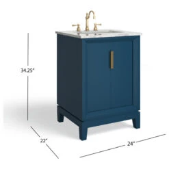 The Ezra Bathroom Vanity, Single Sink, 24", Monarch Blue, Freestanding -Warm Bathroom b071ee2603d046f3 4340 w800 h800 b1 p0
