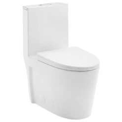 St. Tropez Elongated Toilet, Dual Flush, Glossy White
