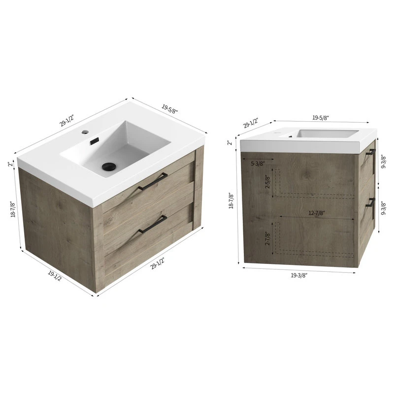 The Cosmo Wall Mounted Modern Bathroom Vanity, Eve, 30" 11 The Cosmo Wall Mounted Modern Bathroom Vanity, Eve, 30" - Image 11