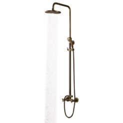 Classic Exposed Brass Two Handle Round Rainshower & Handshower Shower Set
