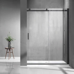 Rovigo 60" W X 76" H Single Sliding Frameless Shower Door, Matt Black -Warm Bathroom b1e1185a009c460d 4821 w800 h800 b0 p0