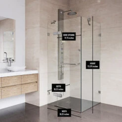 VIGO Monteray 30"x30" Frameless Shower Enclosure Without Base, Brushed Nickel -Warm Bathroom b2016307018115c7 0498 w800 h800 b0 p0