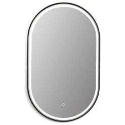 Oleggio Oval 36" Framed Bathroom/Vanity LED Lighted Wall Mirror, Matte Black