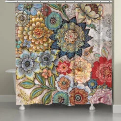 Boho Bouquet Shower Curtain -Warm Bathroom b37196920b1ee989 8279 w800 h800 b0 p0