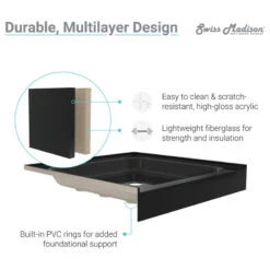 Voltaire 36"x36" Acrylic Black, Single-Threshold, Center Drain, Shower Base -Warm Bathroom b441597a0eb5c486 5127 w800 h800 b1 p0