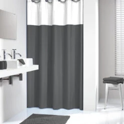 Extra Long Hookless Shower Curtain 72"x78" Sealskin Doppio, Gray And White -Warm Bathroom b4c1a89d06bbad67 0330 w800 h800 b0 p0