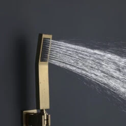 Wall Mounted Rain Shower System With Hand Shower, Brushed Gold -Warm Bathroom b4e15b5c02fe07d9 2623 w800 h800 b0 p0