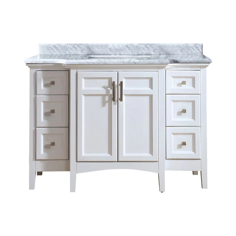 Luz 48" Single Bathroom Vanity In White With Italian Carrara Marble Top 1 Luz 48" Single Bathroom Vanity In White With Italian Carrara Marble Top