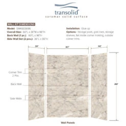 Transolid SWK603696-49 Saramar 60"x36"x96" Shower Wall Kit, Sand Creme -Warm Bathroom b58154970d82363f 4828 w800 h800 b1 p0
