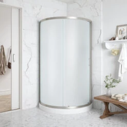 Ove Decors Breeze 32 Shower Kit, Frosted Glass Panels And Base, Satin Nickel -Warm Bathroom b6012df90fc51d4f 3480 w800 h800 b0 p0