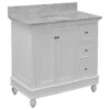 Bella 36" Single Bathroom Vanity In White With Carrara Marble Top